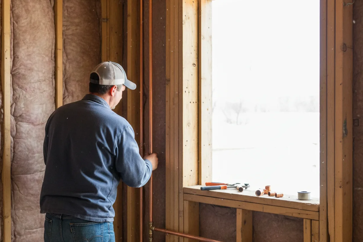 Licensed plumber running new copper supply lines in a Osawatomie home