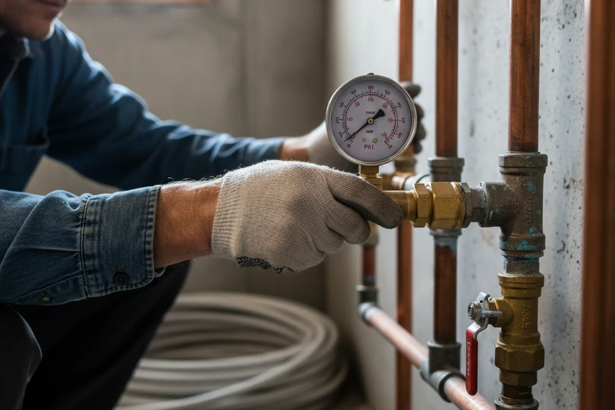 Pressure testing a repaired line during Water Line Repair in Osawatomie