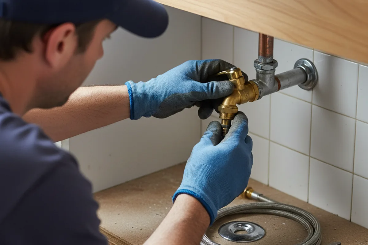 Shutoff valve and fitting work during Burst Pipe Repair in Osawatomie